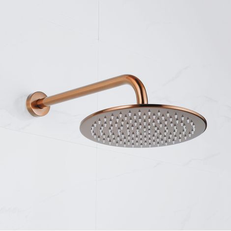 Fortifura Calvi Tête de douche - 30cm - rond - bras mural 35cm - Cuivre brossé PVD (1/5)