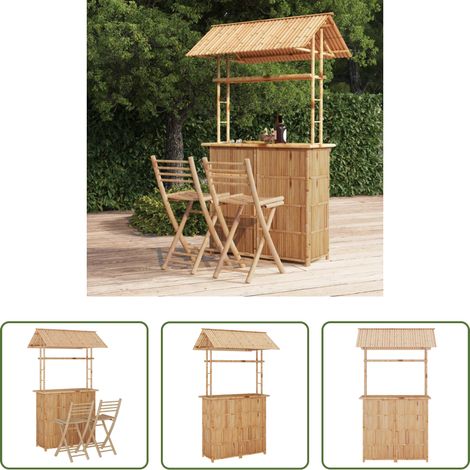 Bar de jardin - Mobilier de bar 3 pcs Bambou (1/5)