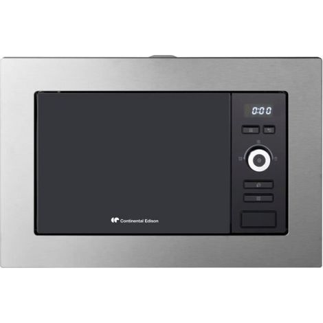 Continental Edison – Four micro-ondes encastrable Grill 20L – Inox – Puissance 800W – Dimensions L59,5 x H38,8 x P34,35 cm