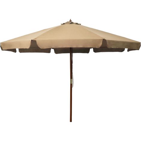 Ombrellone da giardino con palo in legno 330 cm color tortora 020008123