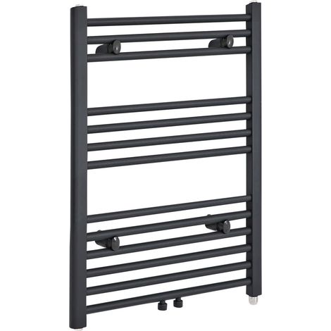Hudson Reed Neva - Sèche-Serviettes Design Électrique Moderne - Raccordement Central - Anthracite - 80.3 cm x 50 cm