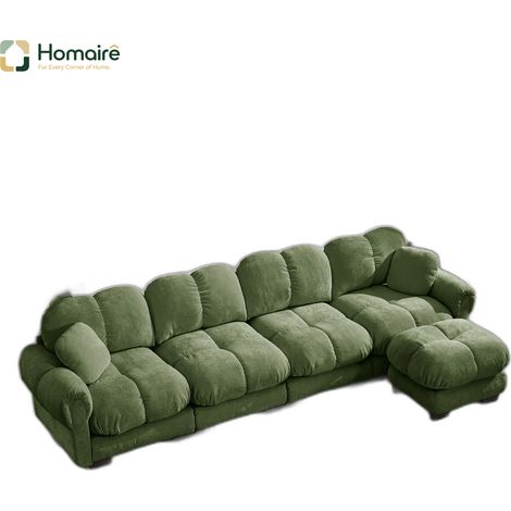 Canapé modulable en chenille vert avec accoudoirs 330 x 149 x 90 cm HOMAIRE (1/5)