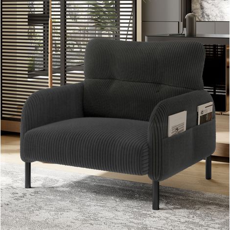 Sillón lectura con bolsillo lateral de pana OKMYHOME (1/5)