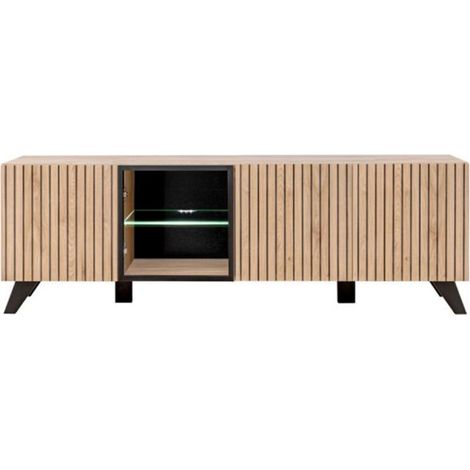 Meuble TV  Design "Liam" 160cm Naturel & Noir (1/5)
