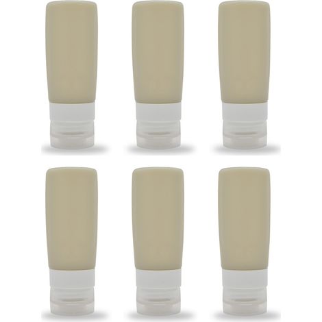 Set De Flacons En Silicone - 6 Pièces - Pour Shampoing Savon Corps Crème Solaire - Voyage En Avion Extérieur
