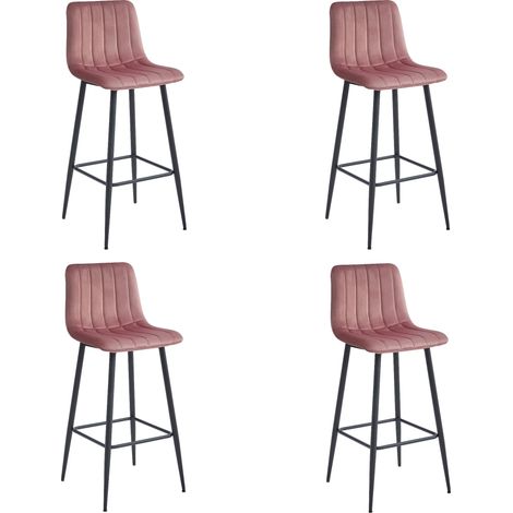 POZZA Hocker – dunkelrosa Samt / schwarze Beine x 4