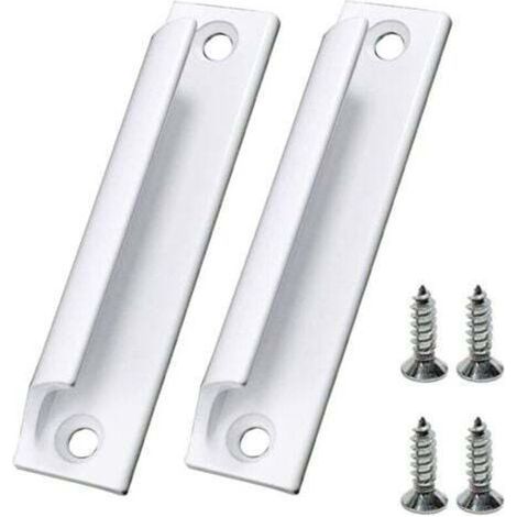 Schiebetürgriffe aus weißer Aluminiumlegierung für Möbel und Fenster, inklusive Schrauben. (1/4)