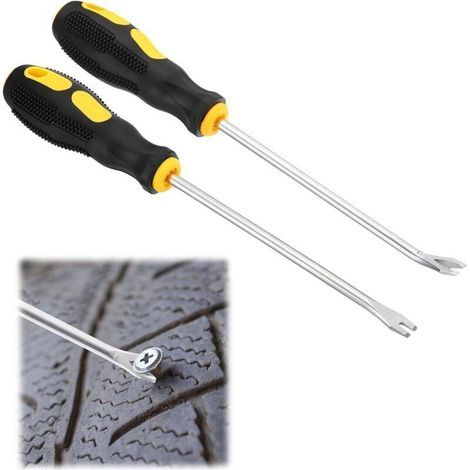 Extracteur de Clous,Outil Levier Extracteur Clous,Arrache Agrafeuse Tapissier,Agrafeuses Dissolvant d'ongles,Outil pour Retirer Les Agrafes de Construction,Arrache-clous en V Droit et Incurvé,2PC (1/4)