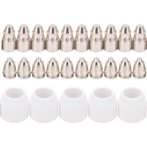 Set accesorii consumabile plasma P80, 25 bucati, varf electrod, duza ceramica, metal, taiere 40mm