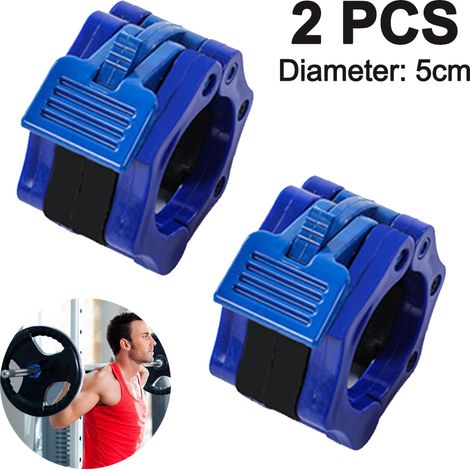 Collier Pour Barre Olympique - 50 mm - Fixation Rapide Par Cliquet - Noir Rouge Bleu - Lot De 2 (1/5)