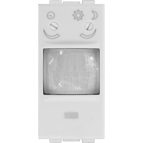 ETTROIT Bewegungsmelder 1 Modul Weiß mit Zeit-/Lux-Einstellung Kompatibel mit BTicino Living – Artikelnummer LB1800
