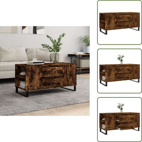 The Living Store Couchtisch Räuchereiche 102x44,5x50 cm Holzwerkstoff - Holzwerkstoff Couchtisch (1/5)