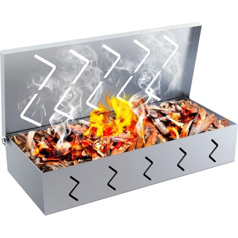 Smoker Box - Inox Alimentaire - Compatible Avec Chips De Bois - Couvercle Basculant 90° - Pour Grill Gaz Charbon Électrique - 1 Pièce (1/5)