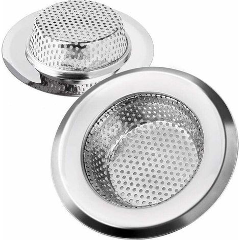 Filtre à Évier Cuisine Filtre de Vidange en Acier Inoxydable Drains d’Evier Durables Anti-colmatage Crépine Idéal pour Éviers de Maison Cuisine Bain Lavabo, 11.3cm de Diamètre 2 Pièces (1/4)