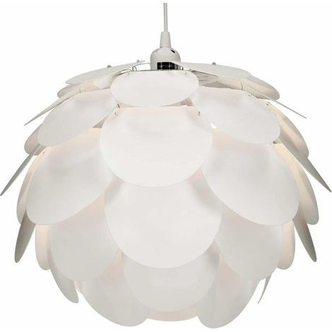 Lampe Puzzle Suspension Plafond Luminaire Abat Jour Fleur avec Câble et Bague E27 Lustre Chambre Salle à Manger Cuisine Salon Blanc (1/5)