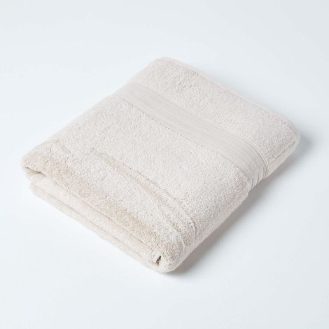 HOMESCAPES Drap de bain 100% coton Pima Beige, 100 x 150 cm
