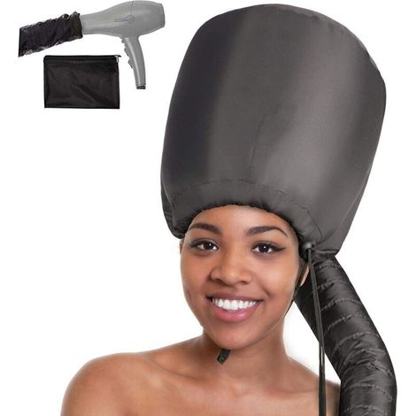 SABIR Accessoire pour sèche-cheveux Bonnet Hood - Détendez-vous, accélère le temps de séchage à la maison, facile à utiliser pour le coiffage, le bouclage et le conditionnement en profondeur - Doux, r (1/4)
