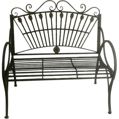 108cm Decorative Metal Garden Bench - L107 x W62 x H108 cm - Blue/Gold