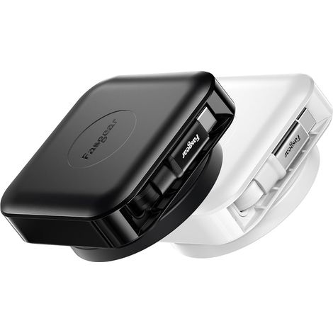 Câble USB C rétractable 60 W, 110 cm, fixe 90 cm, extensible, unilatéral, PD/PPS, support de bureau, rotation à 360°, retour automatique, pour 16/17/Pro/Mac-Book/Samsung (noir et (1/5)