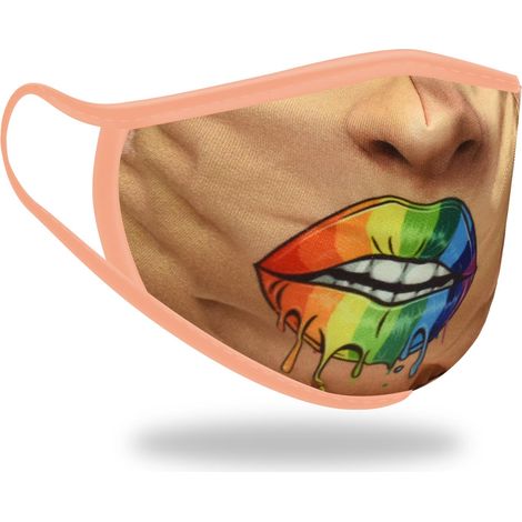 Fashionable Kids Face Cover Facial Covering Outdoor Gym Activity Rainbow Lips Design