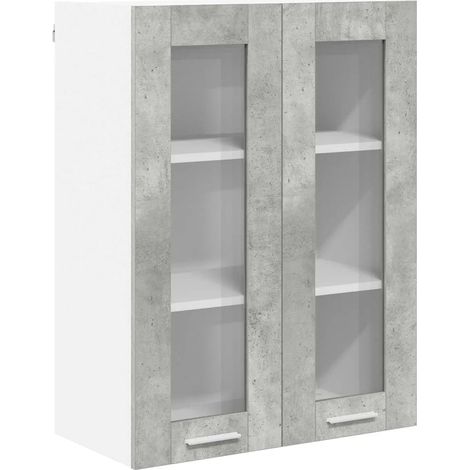 Armadio pensile moderno con ampio spazio di archiviazione 60 x 31 x 80 cm in legno multistrato grigio cemento 020053356