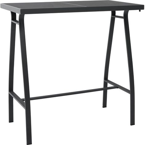 Mesa alta de jardín vidrio templado negro 110x60x110 cm