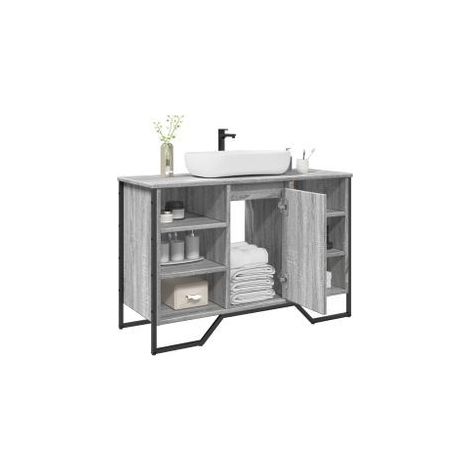 Armoire lavabo de salle de bain sonoma gris 91x35x60
