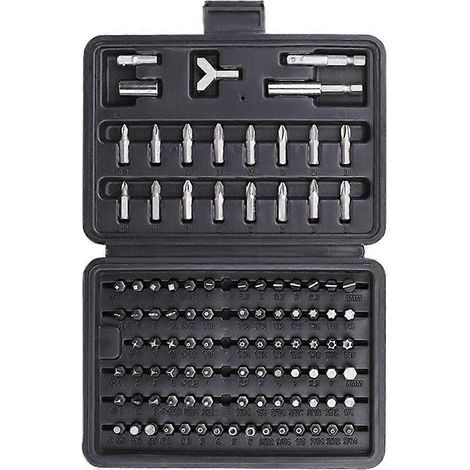 Coffret de 100 embouts de tournevis combinés multifonctionnels, forets hélicoïdaux en acier rapide, accessoires pour le travail du bois, compatible avec les outils électriques (1/5)
