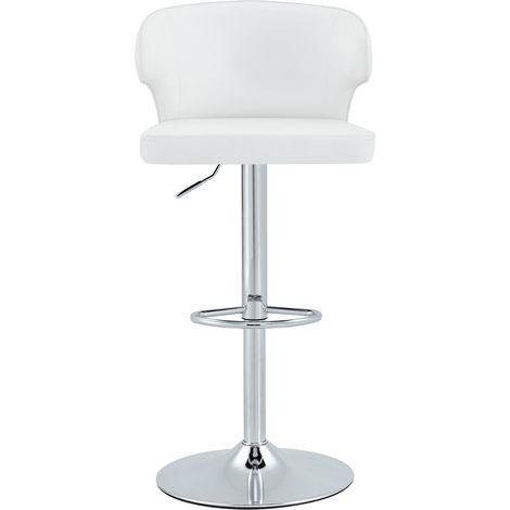 Set di 2 sgabelli da bar bianchi in PU con schienale, altezza regolabile e rotazione 360° (1/5)