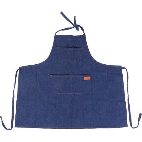 Tablier Enfant Coton Denim Ajustable Poche Pratique Cuisine Peinture Taille M 67x72.5cm (1/5)