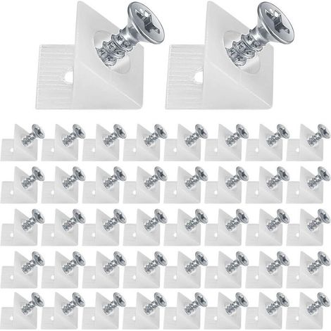 120 Pièces Cales en Plastique pour Meuble Tiroir, Renfort Tiroir Connecteur Arrière Stabilisateurs, Fond de Tiroir Connecteur avec Vis, pour Réparer Affaissement Étagère Meuble, Blanc (120)