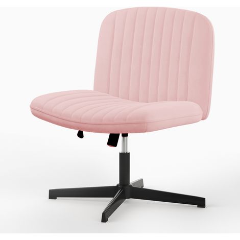 Velvet Desk Office Chair, No Wheels Criss Cross Swivel Desk Chair, Height Adjustable, Reclining backrest, for Bedroom Living Room Home Office, Rose (1/5)