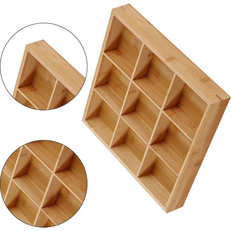 Plateau en bois à plusieurs compartiments, plateau de service pour fondue chinoise, assiette à sushis, 9 compartiments (1/5)