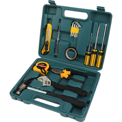 15-teiliges Auto- und Heimwerker-Werkzeugset mit Aufbewahrungskoffer für Autoreparaturen, Fahrräder und andere kleinere Heimwerkerarbeiten. (1/5)