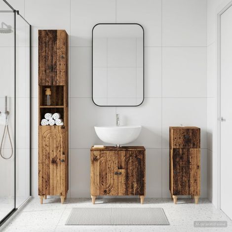vidaXL 3 Piece Bathroom Cabinet Set ALKMAAR Old Wood Engineered Wood (1/5)