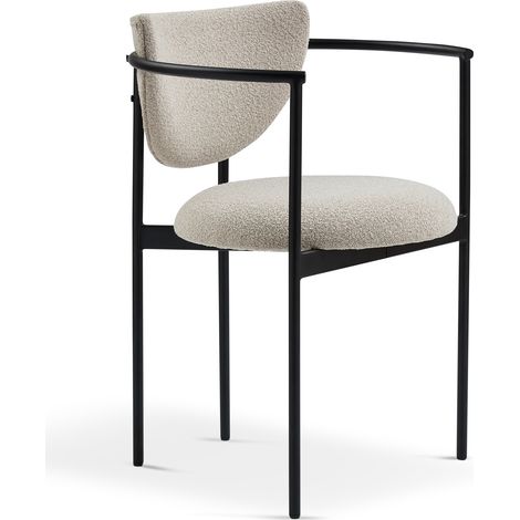 Set de 2 sillas de comedor nórdicas tapizadas, beige, estructura metálica, 75x45x56 cm (1/5)