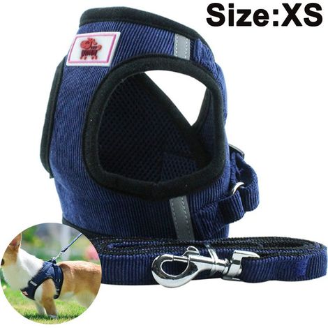 Harnais pour chien avec laisse, harnais de poitrine en maille douce pour chiens et chats de petite et moyenne taille, harnais-gilet réfléchissant, respirant et ajustable pour chiots. (1/4)