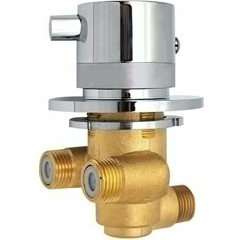 Mitigeur thermostatique de douche en laiton, robinetterie à vanne unique, sortie à 1 voie. Mélange eau froide et chaude, fixation murale, design élégant et durable. (1/5)