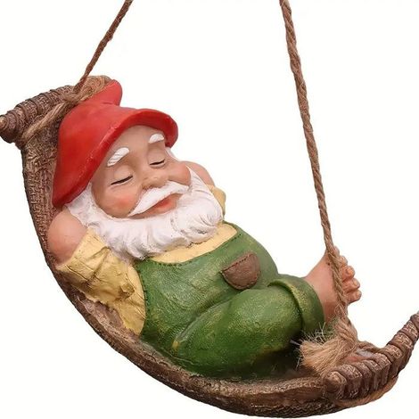 1 nain de jardin, décoration extérieur, statue verte couchée, 14,5 cm, accessoire pelouse