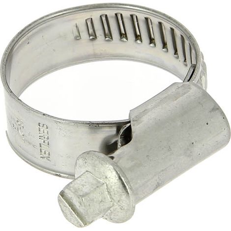 Collier inox crémaillère emboutie bande pleine 12mm Ø16 à 27