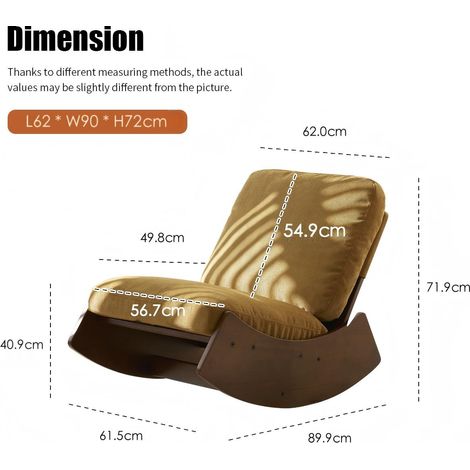 Fauteuil à bascule confortable, revêtement haut de gamme, cadre en bois massif, parfait pour chambre, salon, chambre de bébé, lecture et détente. (1/5)