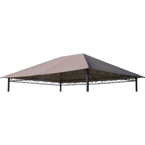 Ersatzdach 3x4m Stil Pavillon Taupe  Ersatzplane Ersatzbezug