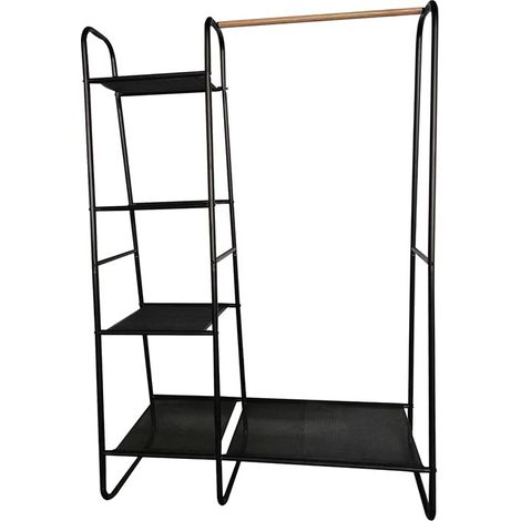Perchero con estanterías - Metal - Negro - 100 x 40 x 150 cm