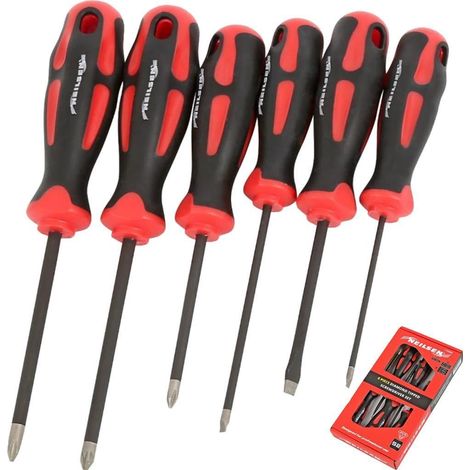 Neilsen 6pc Soft Grip Diamond Tipped Phillips Slotted Pozi Tip Screwdriver Set (1/2)