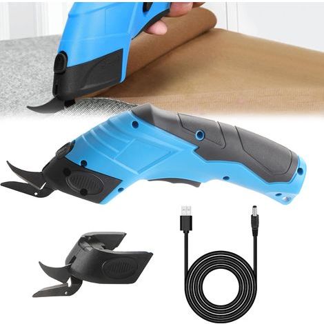 Electric Scissors, 3.6 V Sewing Scissors 1500 mAh Cutting Thread Sewing Scissors Electric Fabric Sewing Scissors with 2 Edges for Paper, Cardboard, Carpet, Leather Felt (1/4)