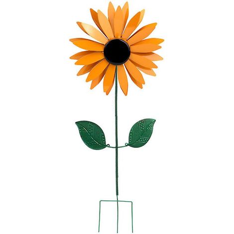 Moulin A Vent Tournesol - Support Métallique Pour Jardin - Diamètre Fleur 20 Cm - Hauteur Totale 75 Cm - Design À Ressort - 1 Pièce (1/5)