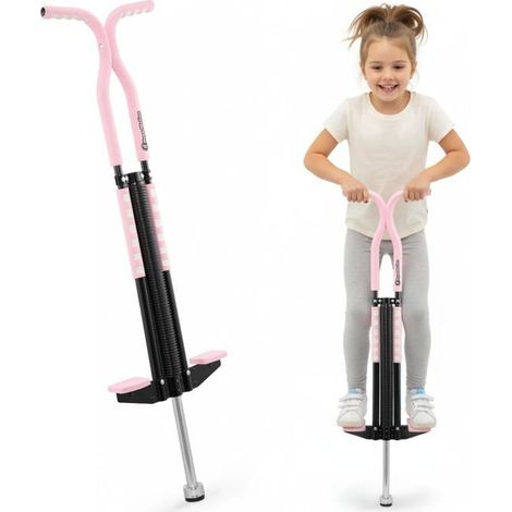 POGO Bastón Saltador para Jóvenes de 9 a 14 Años, Dispositivo de Entrenamiento de 50 kg, Estructura Ligera de 2,35 kg, Mecanismo de Resorte, Rosa (1/5)
