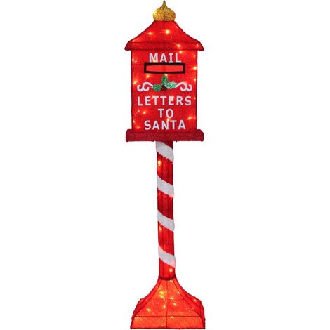 PORTALETTERE ROSSO CON DECORI NATALIZI E LUCETTE 60 LED CM.130 H SCRITTA LETTERS TO SANTA (1/2)