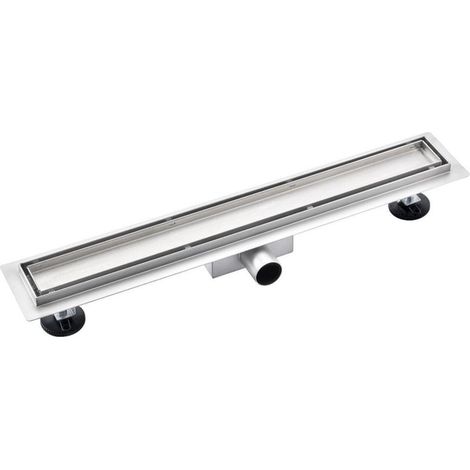 FugaFlow Eccelente Vetro Caniveau de douche 160cm avec grille à carreler et bride de sol Inox