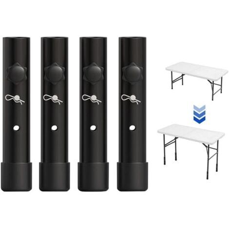 4 Pcs Rehausseurs de Pieds de Table Ajustable 20cm Noir Rallonges de Pieds de Table pour Table Pliante (1/5)